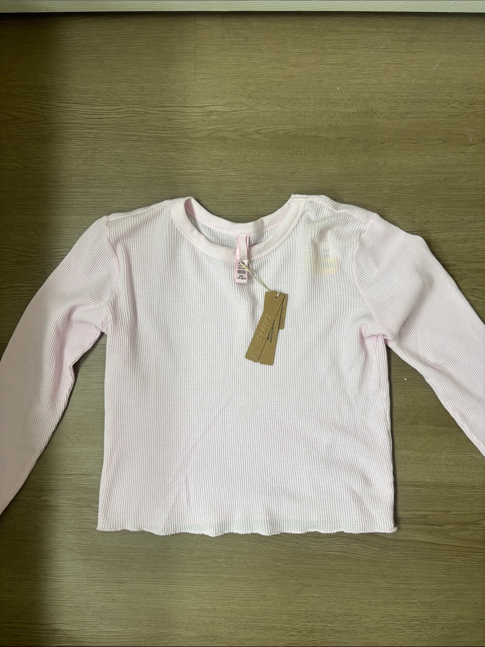 SKIMS Pale Pink Long Sleeve Waffle Knit Top